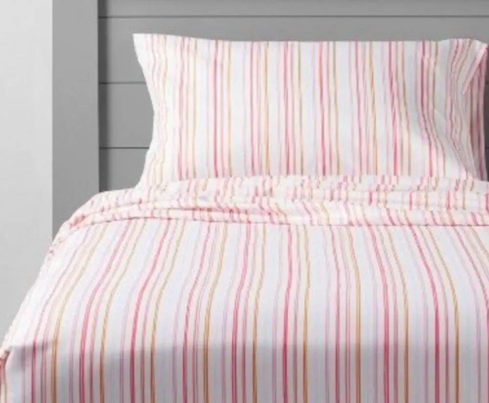 Pillowfort Target Sheet Set Pillowcases Pink Orange Stripes Full Size